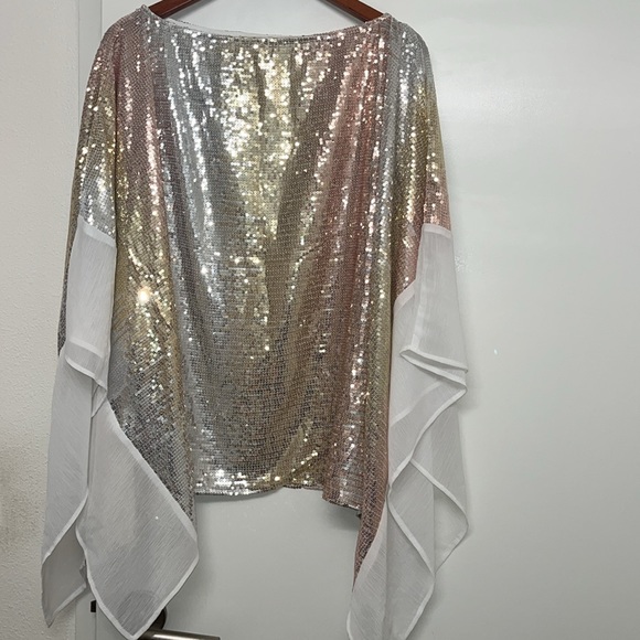 NWOT Boston Proper Multicolored Sequined Poncho - Picture 2 of 14